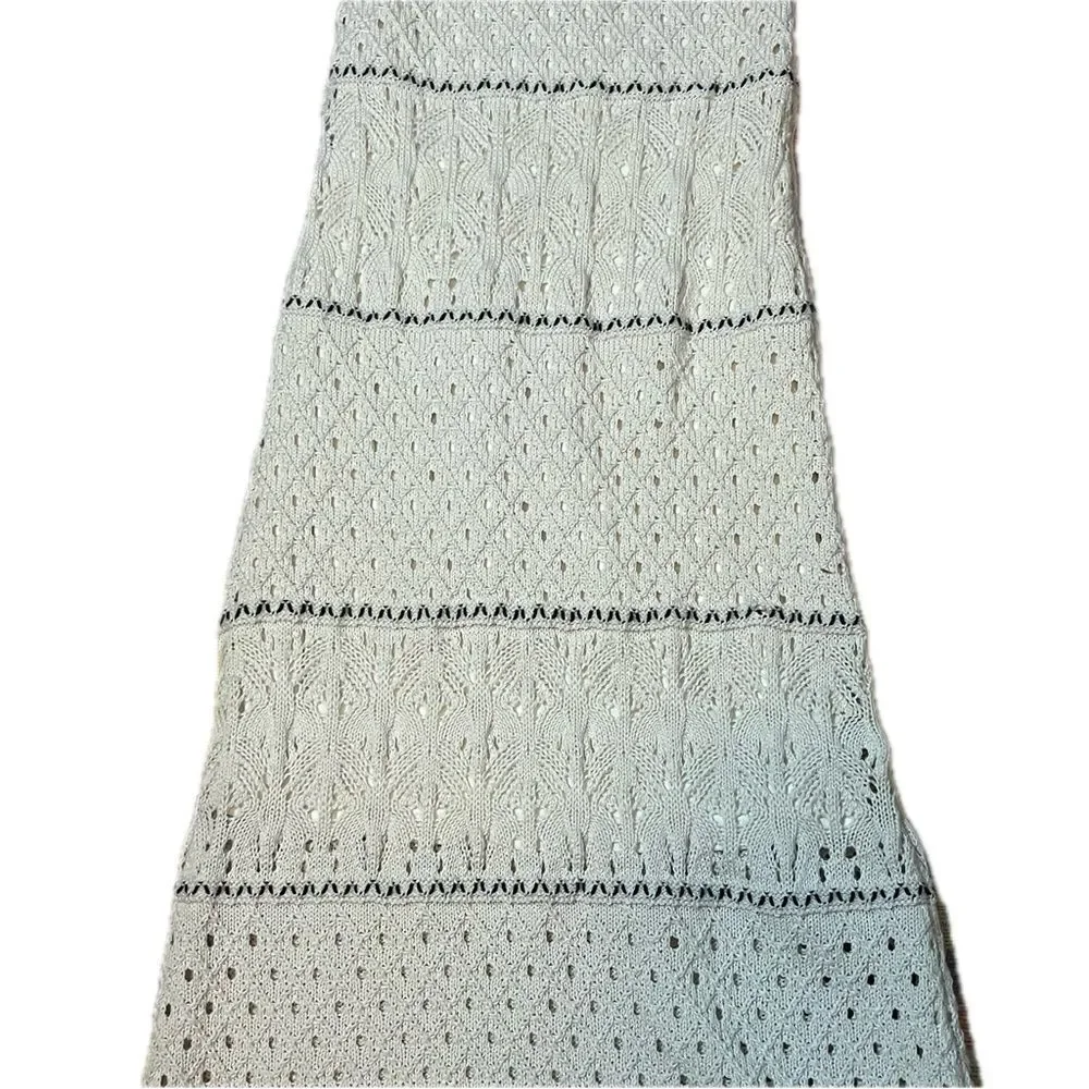 Olive + Oak Cream and Black Boho Crotchet Maxi Dress Lined XS